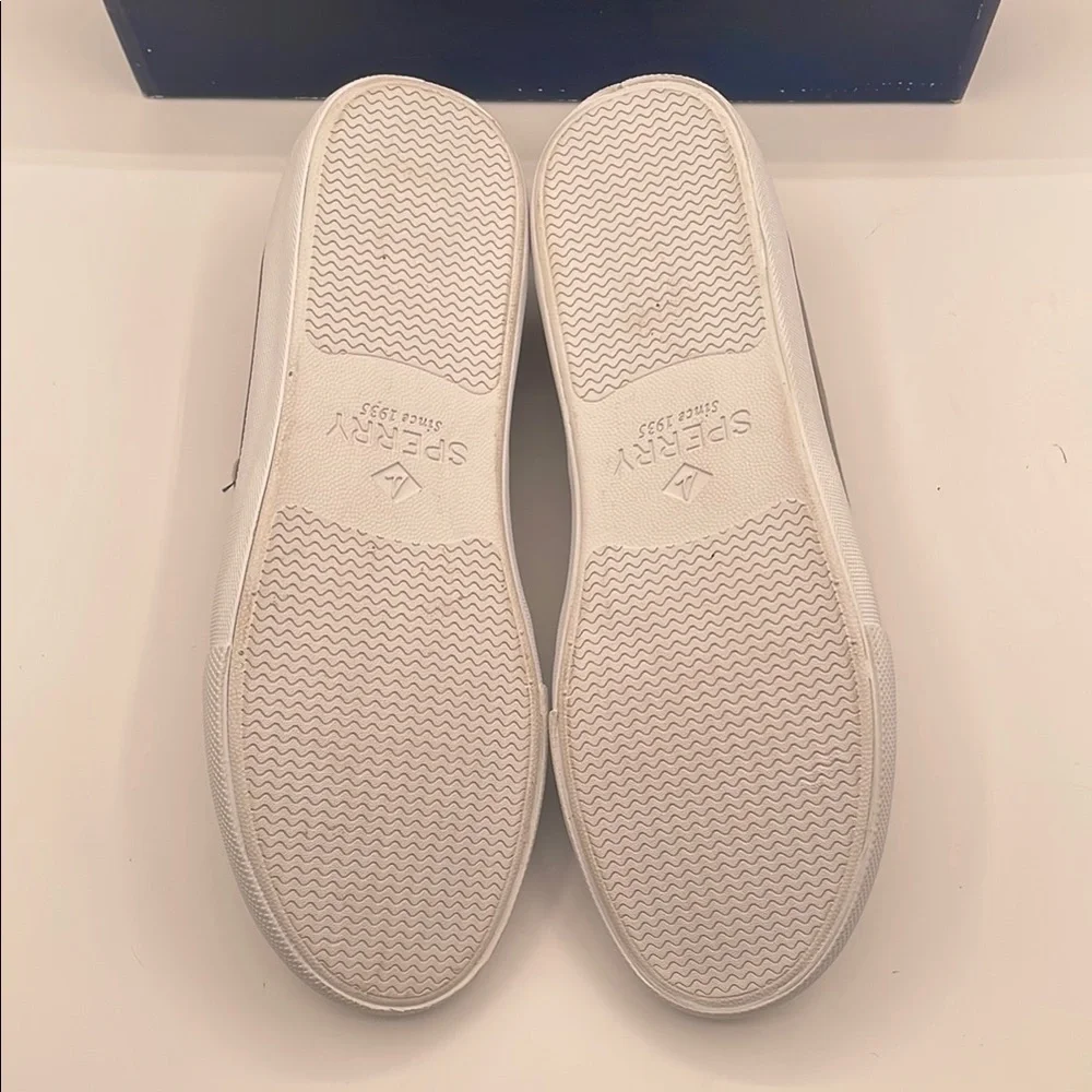Sperry Top Sider Bahama Men's Grey Canvas Boat Shoes Moccasins Tie Size 10 EUC